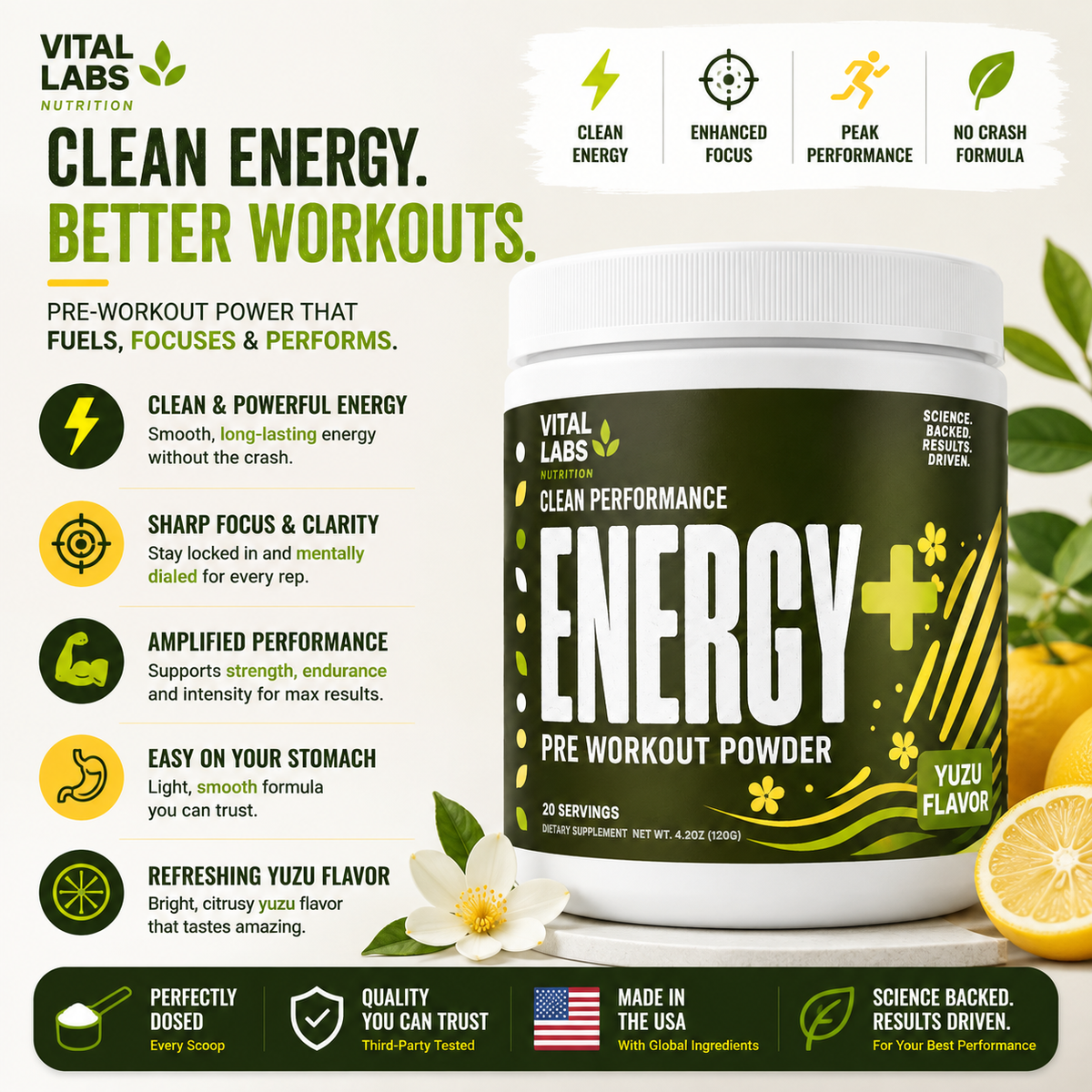 Energy+ Pre Workout Powder | Yuzu