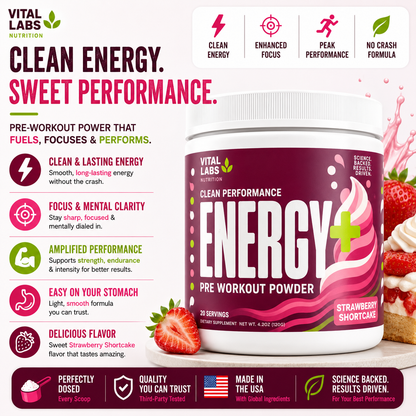 Energy+ Pre Workout Powder | Strawberry Shortcake